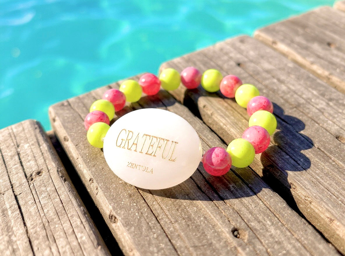 PINK APPLE (Rose Quartz W/ Botswana Red Jade and Green Grass Jasper)