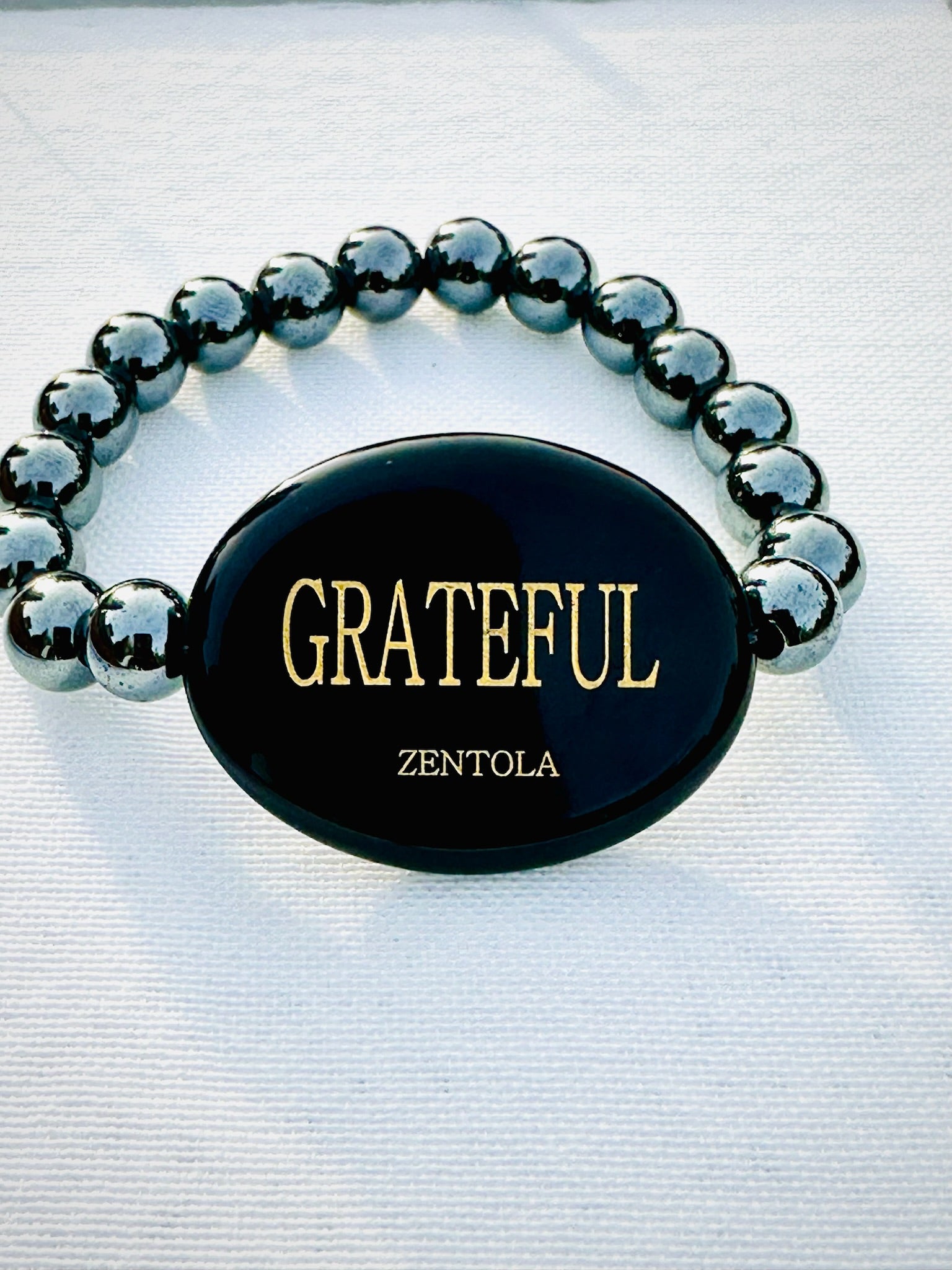 Black Obsidian Gray Hematite Band