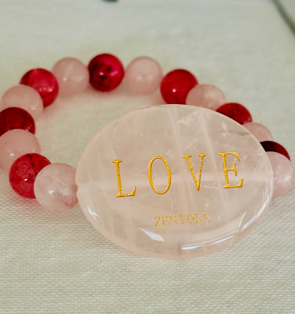 Rose Quartz with Botswana Red Jade