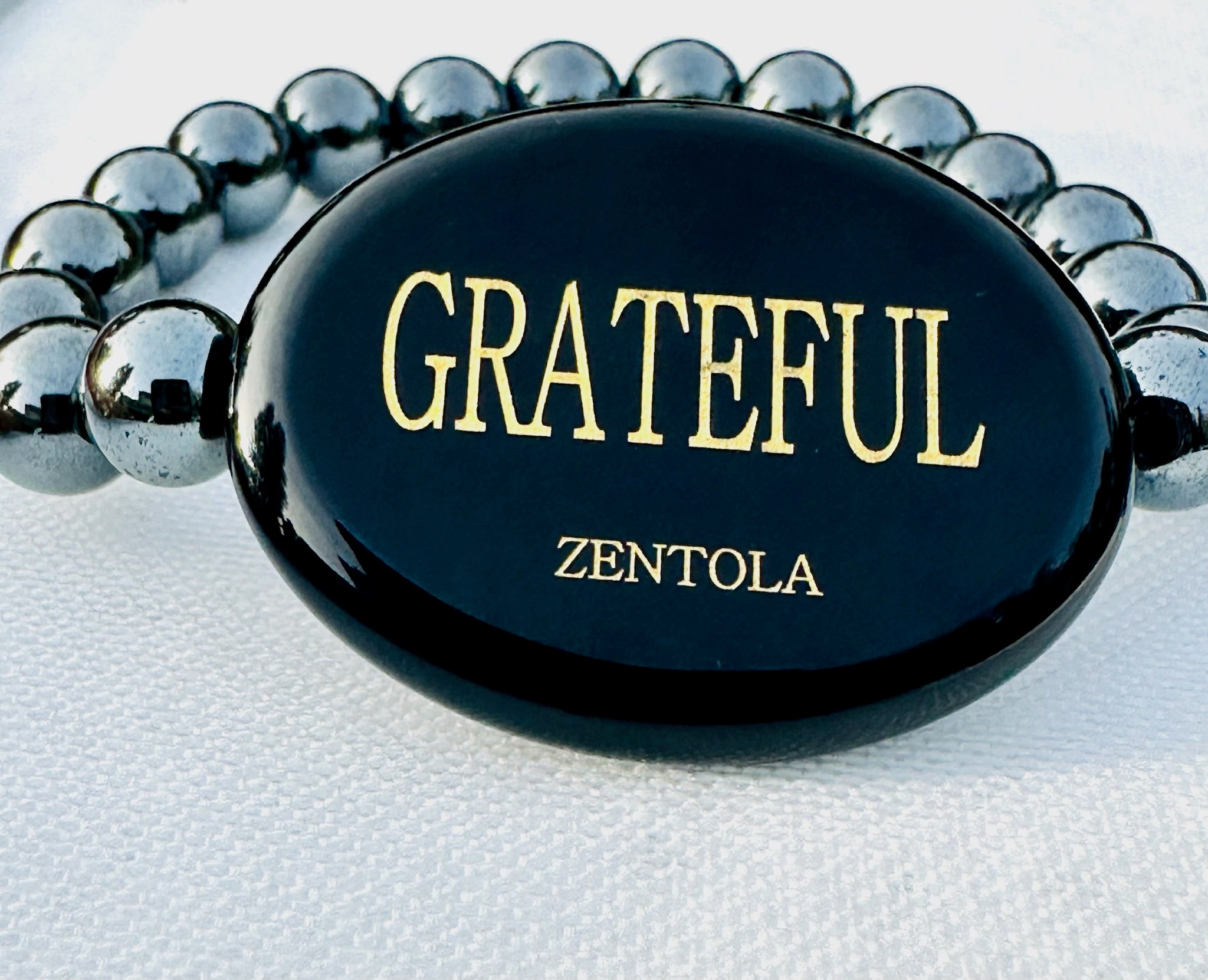 Black Obsidian Gray Hematite Band