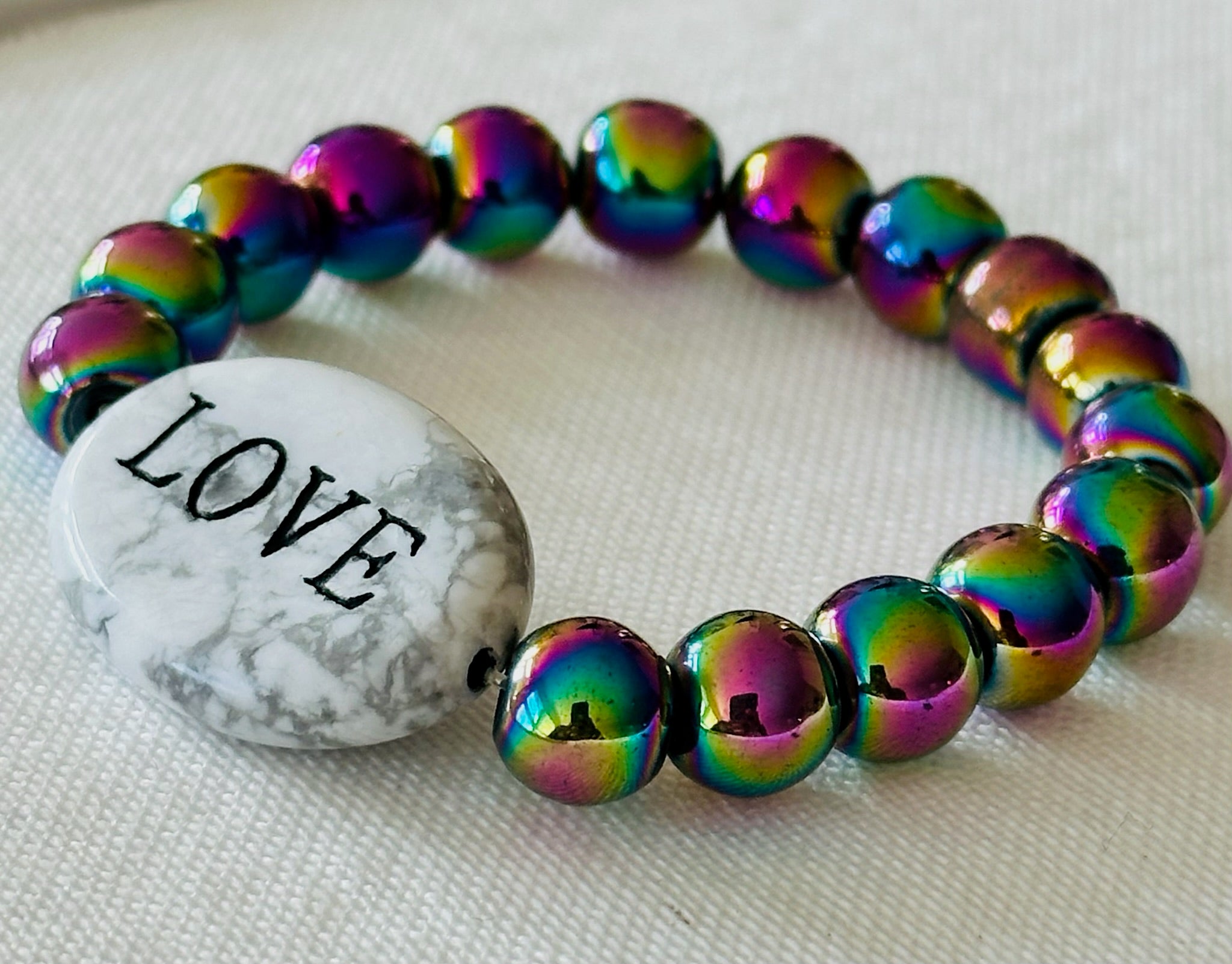 Howlite with Multi-Hematite band