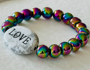 Howlite with Multi-Hematite band