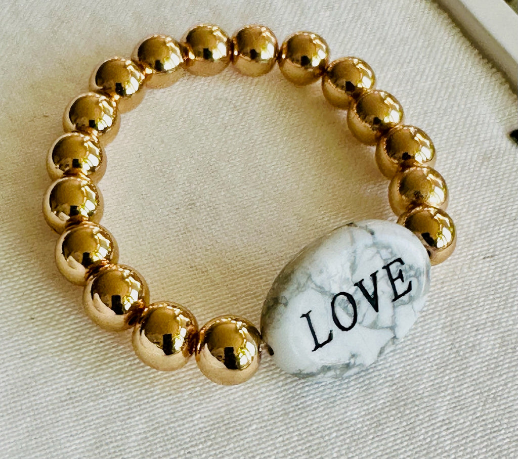Howlite with Gold Hematite Band