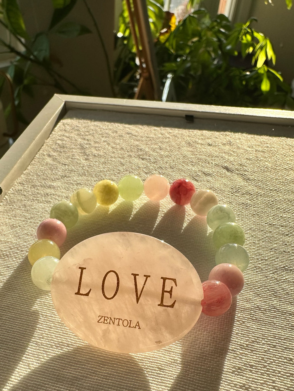 Rose Quartz with Rainbow Jade Band