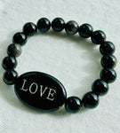 Black Howlite with Silver Obsidian band