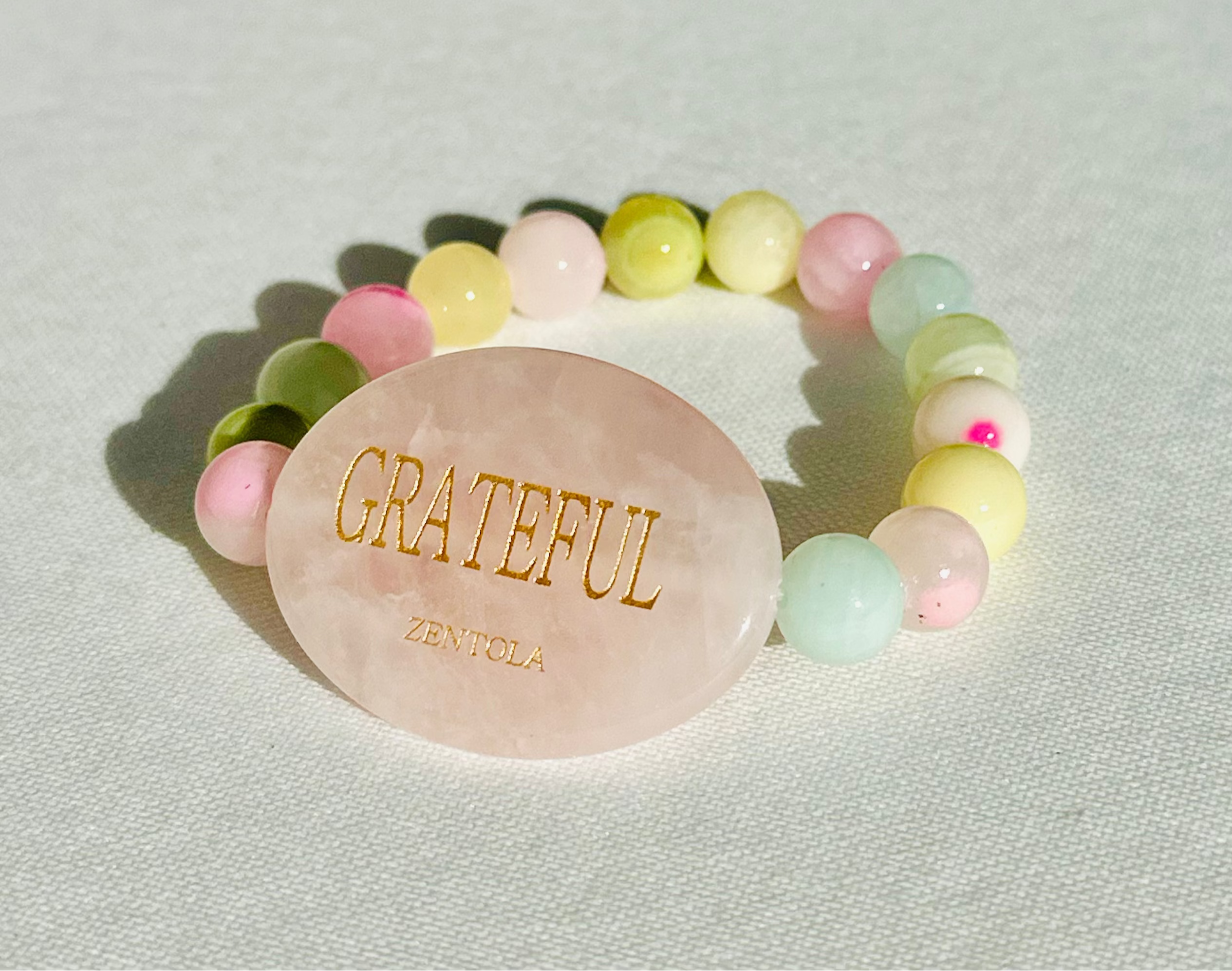 CANDY MELON (Rose Quartz w/ Rainbow Jade)