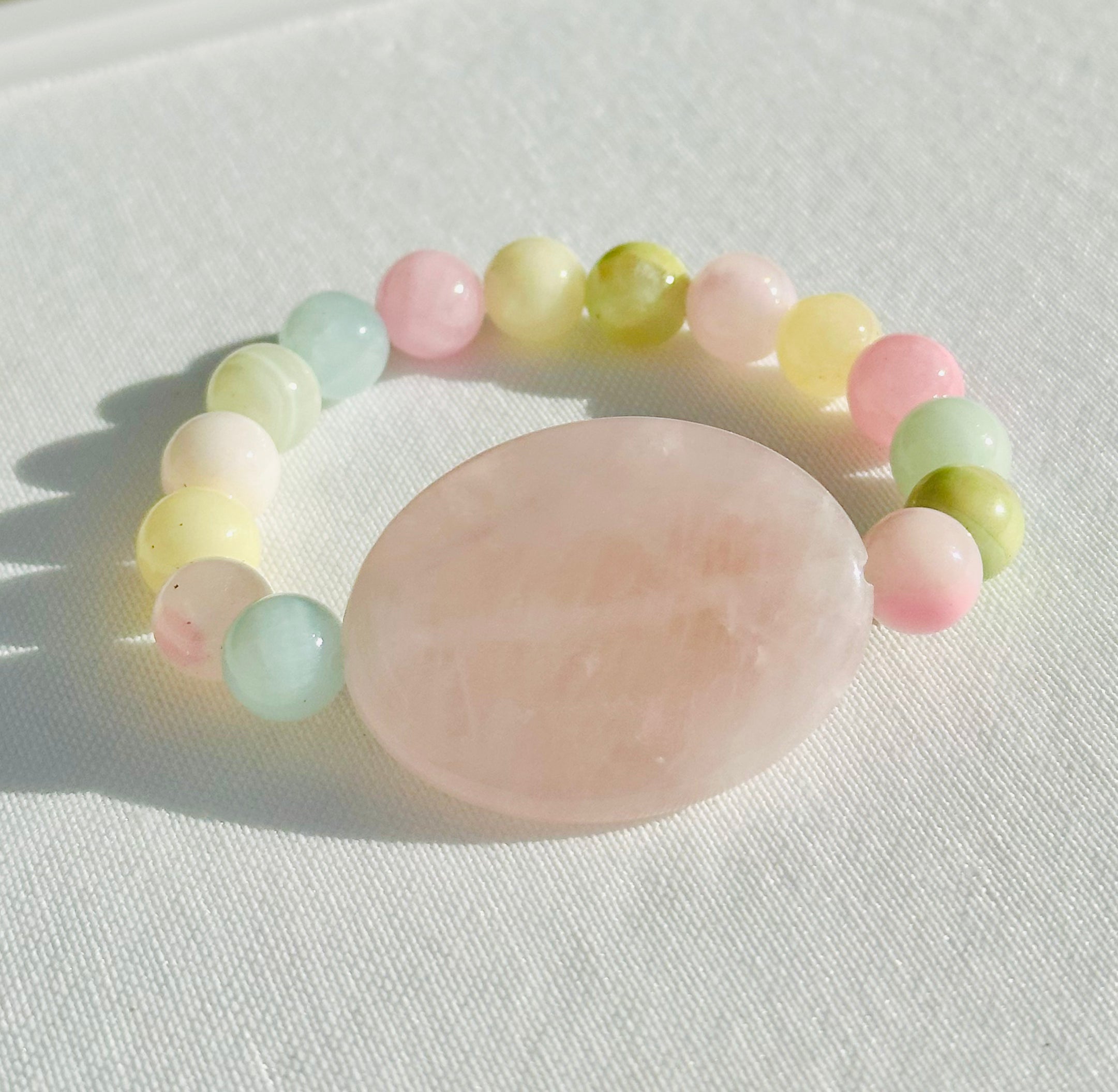 CANDY MELON (Rose Quartz w/ Rainbow Jade)
